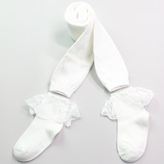 COCOMODERN 孩童緊身褲+蕾絲滾邊中筒襪