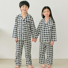 Pinkokko 兒童格紋睡衣上下裝套組