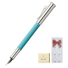 GRAF VON FABER-CASTELL Giroche土耳其噴泉筆 +墨盒 +禮品盒套組, F, 藍色
