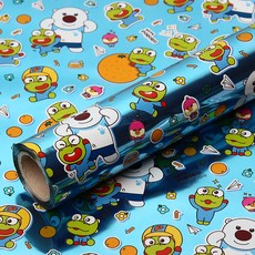 POPO FANCY With Pororo 鍍膜捲筒包裝紙 大 53cm x 12m, 藍色, 1個