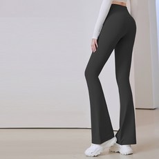 Malltoday 女士舞蹈女神高腰芭蕾瑜珈喇叭褲, 02 星光黑