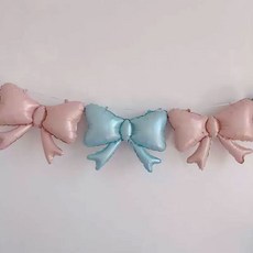 WOW PARTY KOREA 霧面蝴蝶結氣球 粉紅色2入 + 藍色套組, 5套, 混合色