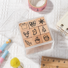 Ilsangsokbanzzak 手帳裝飾用可愛印章9件組 聖誕節, 1套, 單一顏色