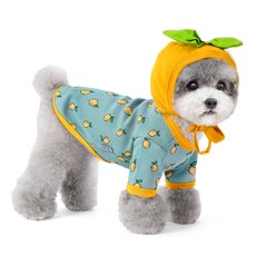 junsung 狗狗檸檬T恤 + 帽子套組, 1套, 藍色(T恤), 黃色(帽子)