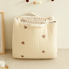 asomn 孩童用100支棉分離式午睡墊, 小熊 格紋