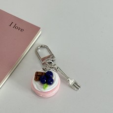 도림 조각 케이크 미니 자동차 키링, 1개, 블루베리