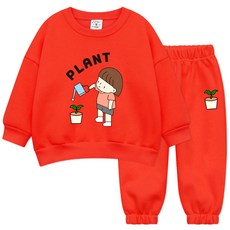 LITTLE RABBIT 兒童刷毛植物圖案上下套裝