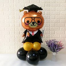 와우파티코리아 졸업 풍선기둥 세트, 곰박사, 4세트