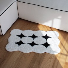 브로브로 모던 크롬 동글 발매트 써클, 블랙 + 화이트