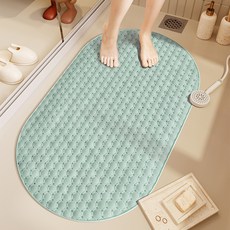 데이소이 심플 미끄럼방지 욕조 욕실 발판매트 69 x 39 cm, NO 02 육각형 그린, 1개
