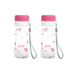 MY STYLE 隨行印花透明水壺 2入, 粉色, 400ml