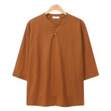 Raymon 男款Jiten亨利領竹節棉七分袖T恤