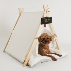 DING DONG PET 寵物木質帳篷, 白色的