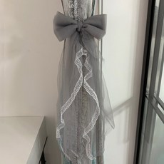루비코코 레이스 프릴 리본 커튼타이백 20 x 60 x 100 cm, 그레이싱글, 1개