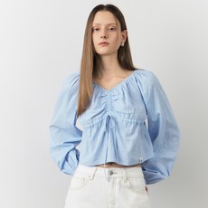 citybreeze 女款V領抓皺棉質上衣 CTH1BL01