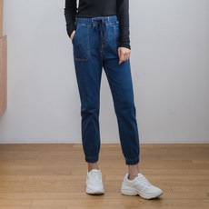 진마니아 여성용 스트링 허리밴딩 스판 조거 데님 팬츠 CC2W41