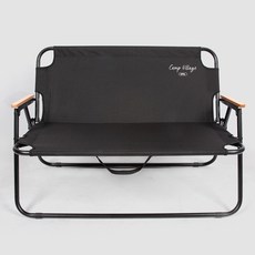 캠프빌리지 캠핑 폴딩 더블 벤치 2인용 의자, 블랙, 1개