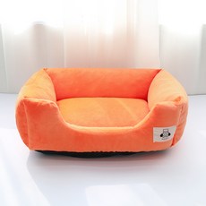 허니버블 반려동물 민무늬 도파민 꿀잠 사각 방석, 오렌지, 1개