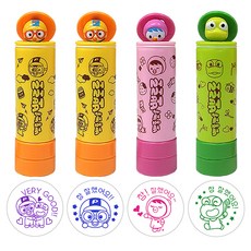 Pororo 淘氣小企鵝 動作玩具印章 4款 No.2, 藍紫色, 藍色, 粉紅色, 綠色, 1套