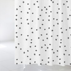 北歐風格浴簾 SC484 S號 1520*1880mm+不鏽鋼掛鉤 12入+窗簾掛桿 白色組合, 1套