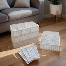 生活百科分格收納籃, 4個, 白色