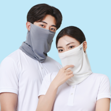 Leready 防紫外線涼感運動高爾夫口罩 2入組, 1套, 白色, 深灰色