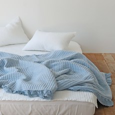 François 蕾絲顏料染色100%莫代爾床罩, 藍色