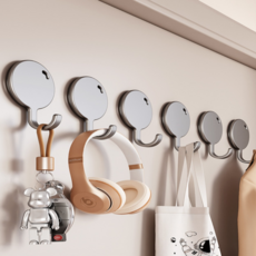 라보비아 강력자석 무타공 주방 수건걸이 원형후크, 그레이, 6개