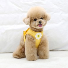 ITS DOG 雛菊荷葉邊胸背帶, 黃色, 1個