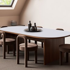 QUECHUNG Another 雙麵皮革防水橢圓形桌布, 140 x 80 cm, 灰色 + 白色