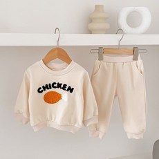 Bebeniz 兒童炸雞大學T鬆緊帶長褲上下套裝