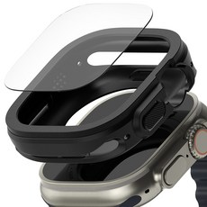 Ringke Apple Watch Air 運動保護殼 + 鋼化玻璃膜 組合, 黑色