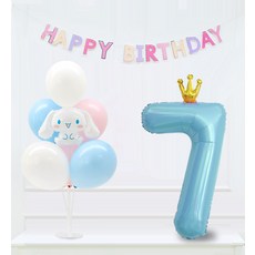 Joy Party 大耳狗喜拿生日氣球 + 皇冠數字7氣球套組, 隨機出貨, 1套