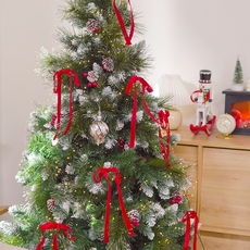 聖誕樹裝飾天鵝絨緞帶掛飾, 紅色, 12個