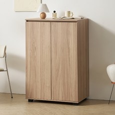 파로마 제이드 대용량 간식 보관 다용도 양문 수납장 방문설치, 오크베이지