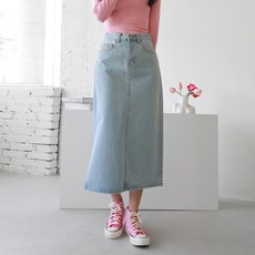 SUBI.JEANS 女款側開衩長版牛仔裙 SP222