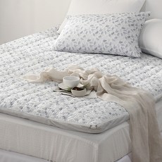 ATO&ALO 泡泡紗夏季絎縫床墊套 植物款, 白色