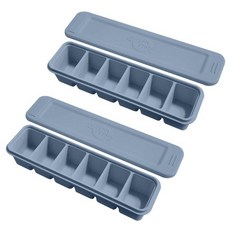 SiliconStory 韓國製造 嬰幼兒用雙重密封白金矽膠副食品分裝盒, 粉彩藍, 180ml, 2個