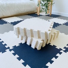 Sonhalmae 嬰幼兒用高級大理石紋安全認證拼圖地墊, 10個, 象牙白