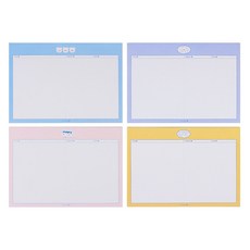 Morning Glory 小熊圖案備忘錄組 A4 4款, 黃色、天藍色、紫色、粉色, 1套