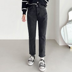 jalbba jean 女性保暖絨毛內刷毛直筒丹寧褲