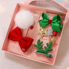 비단길 여아용 엘프이즈 폼폼빅리본 머리핀 6종 + 선물상자 세트