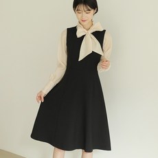 BBAEBBAE 剪裁線條傘狀馬甲連身裙, 黑色