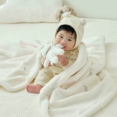 lolbaby 嬰兒用冬季刺繡超細纖維毯, 緞帶兔
