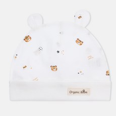 Organic Boom 夏季老虎印花小熊耳朵嬰兒帽