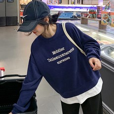 LUNA GIRL 女款Mobiler下襬層次大學T