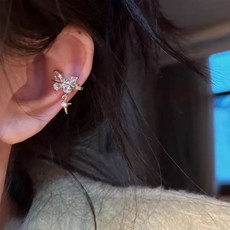 젤루나 여성용 나비 큐빅 별 드롭 포인트 이어커프 P-527