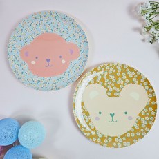 rice 幼兒用圓形盤 20cm 2件組, 猴子, 小熊, 1套