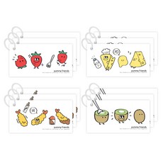 The Open House Yami Friends 有線戒指字表 4 x 3p 套組 77-0539, A 草莓 B 芝士 C 炸蝦 D 獼猴桃, 1套