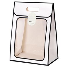 indi.k 線條開窗白色禮物盒 小款 10入 + 貼紙 10入, 白色, 1組